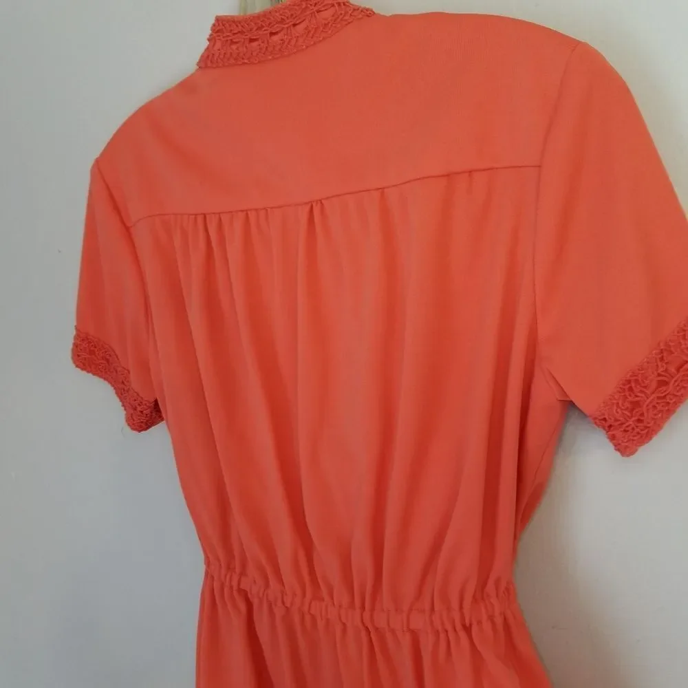 Vintage Elegant Coral 60’s ILGWU Spaghetti Strap Maxi Dress Matching Jacket Set